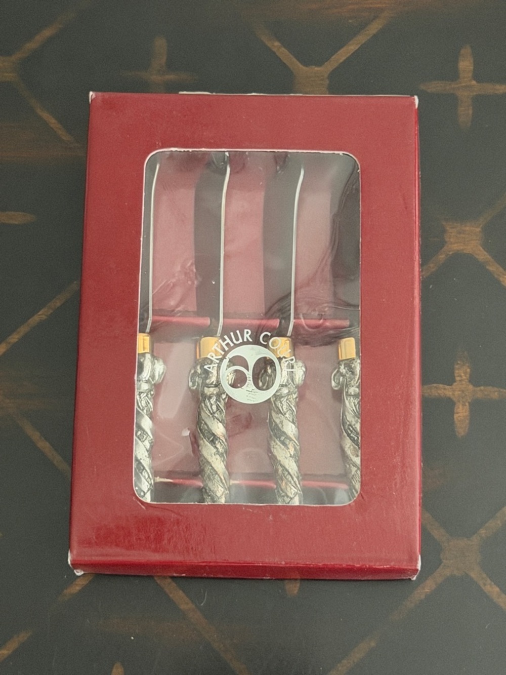 Arthur Court Vintage Silver-Tone Bow Handle Spreads w/Gold Accents